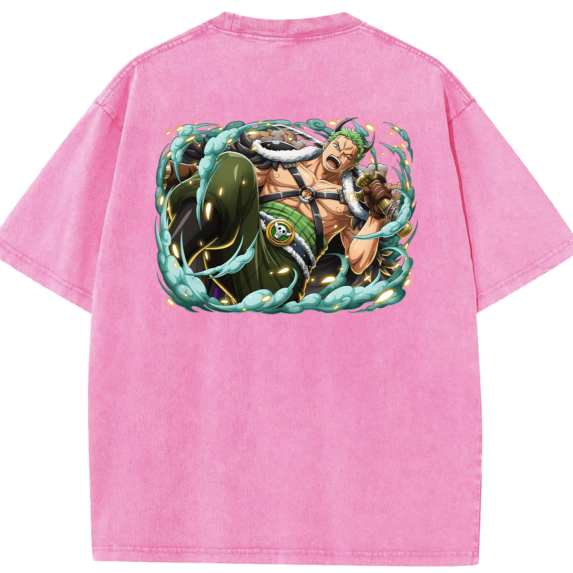 ワンピース ロロノア・ゾロ ONE PIECE Roronoa Zoro 綿100% ヴィンテージ風 半袖Tシャツ（背面プリント）